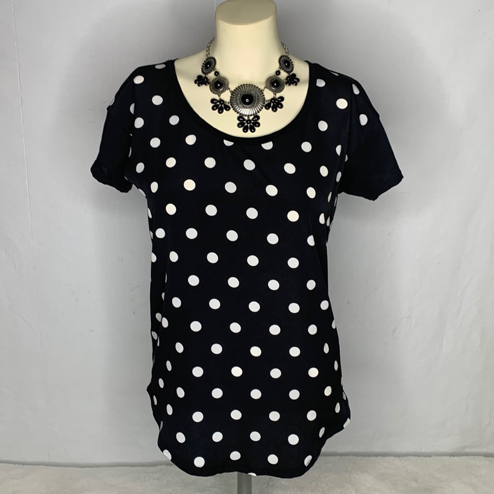 Ann Taylor short sleeve poka-dot pattern pull-over blouse XS